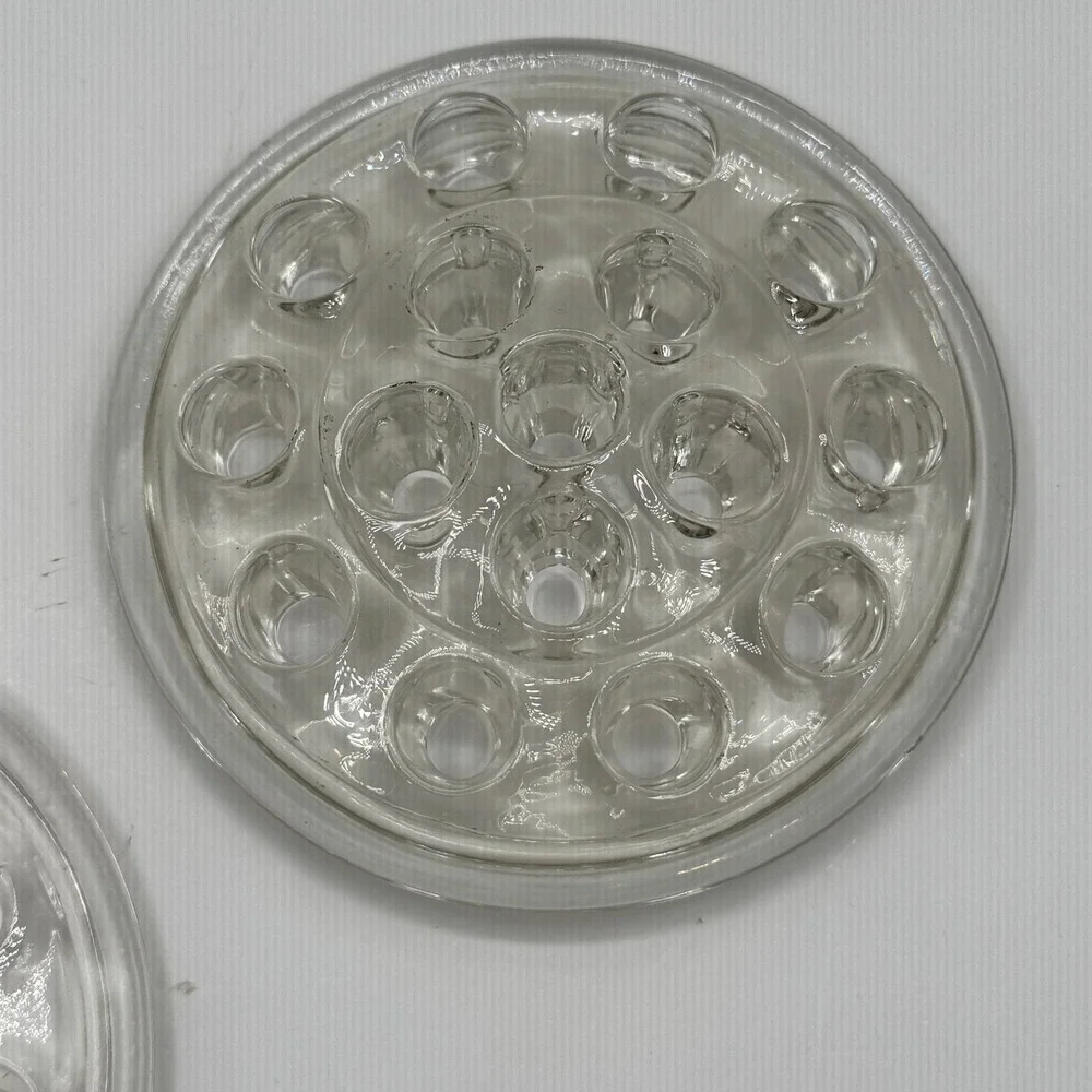 Vintage Flower Frog 4.5in Clear Glass 15 Floral Arranger Set of 2